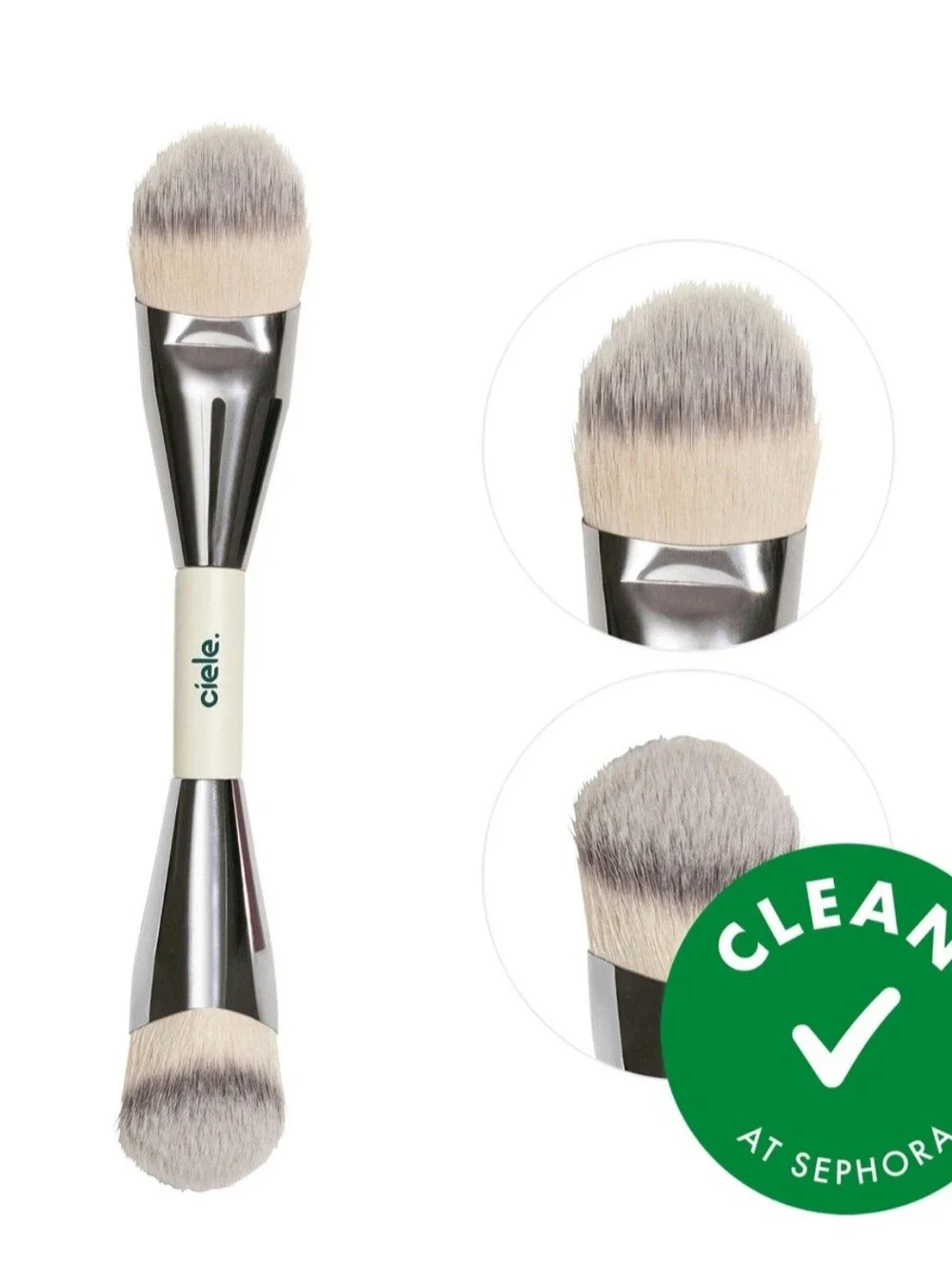 Ciele Dual-Ended Cream & Gray Foundation Brush